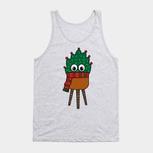 Cute Cactus Design #276: Christmas Cactus With Scarf Tank Top